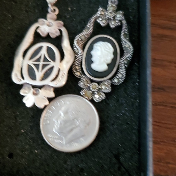 925 VINTAGE MOTHER OF PEARL EARRINGS - Picture 4 of 4